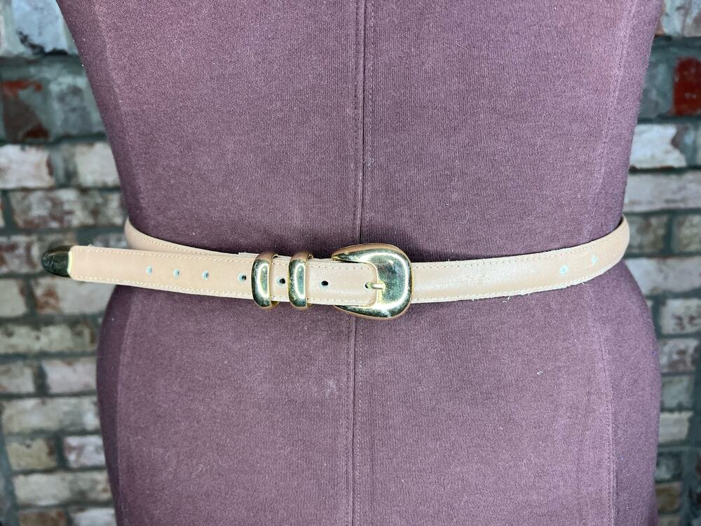 belt Genuine leather vintage goldtone buckle tan XXL
